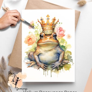 King Frog 3 , One Sheet Decoupage Paper US Letter Size, Shipped To You