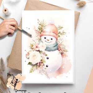 Shabby Chic Snowman 3 , One Sheet Decoupage Paper US Letter Size