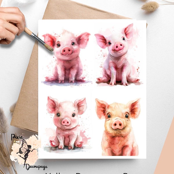 Baby Piglet Collage 1, Decoupage Paper US Letter Size, Shipped To You