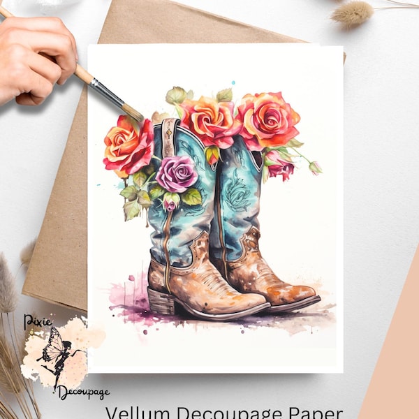 Cowboy Boots 2, Decoupage Paper US Letter Size, Shipped To You