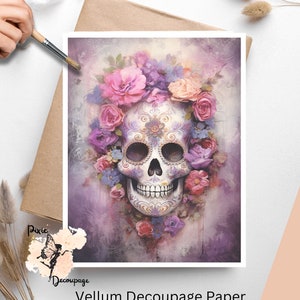 Day Of The Dead Skull 2 , One Sheet Decoupage Paper US Letter Size