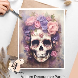 Day Of The Dead Skull 3 , One Sheet Decoupage Paper US Letter Size