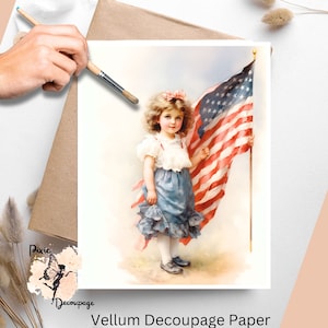Vintage Patriotic Girl 3 , One Sheet Decoupage Paper US Letter Size
