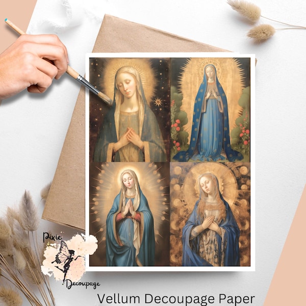 Virgin Mary Collage 1, Decoupage Paper US Letter Size, Shipped To You