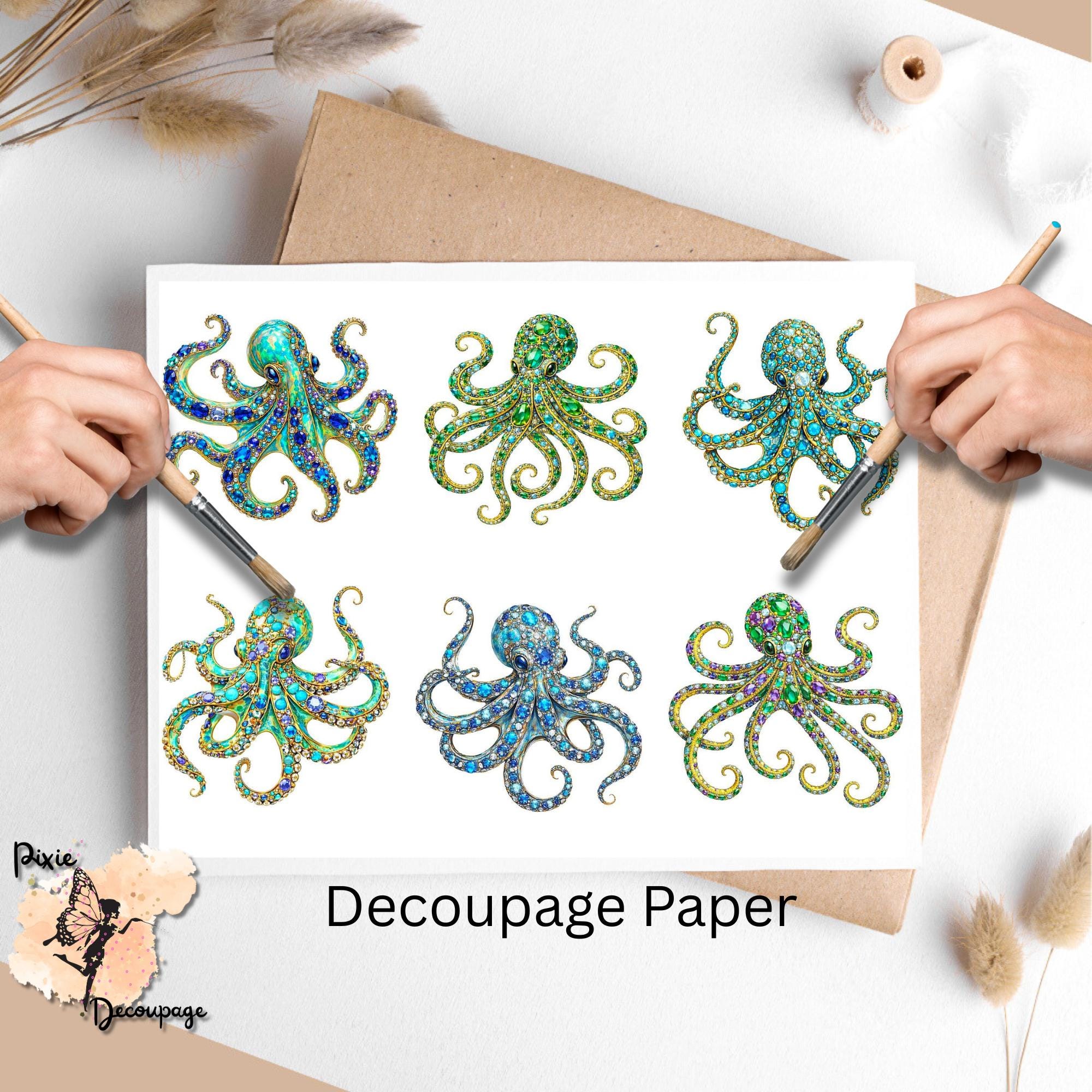 Jeweled Octopus 1, One Sheet Rice Paper US Letter Size - Etsy