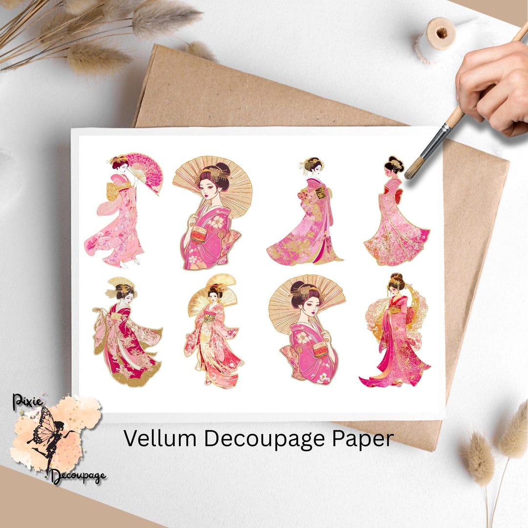 Pink Geisha 1, One Sheet Rice Paper US Letter Size - Etsy