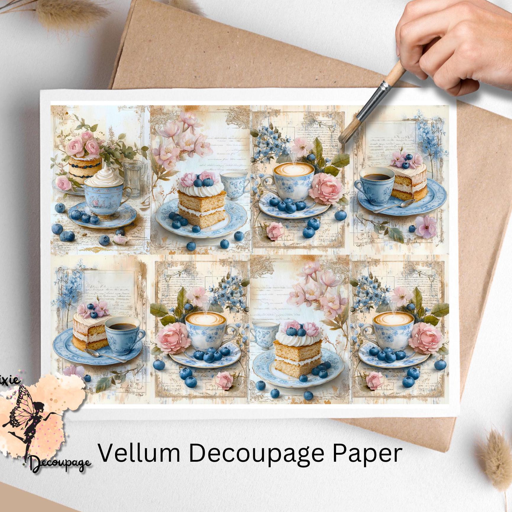 Shabby Chic Coffee Time  1 , One Sheet Decoupage Paper US Letter Size