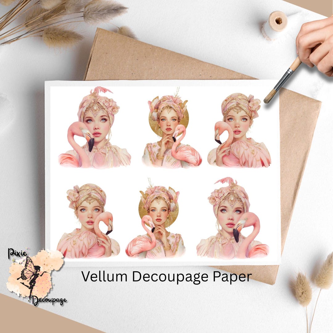 Flapper Flamingo Girl 1, One Sheet Decoupage Paper US Letter Size - Etsy