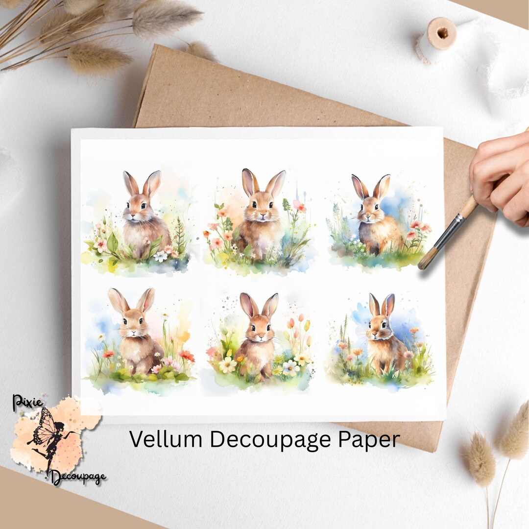 Rabbit in Spring 1, One Sheet Decoupage Paper US Letter Size - Etsy