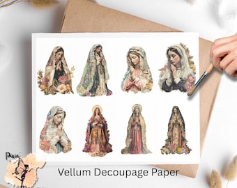 Virgin Mary 6, One Sheet Rice Paper US Letter Size