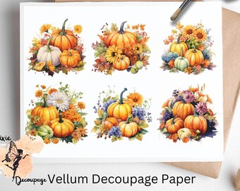 Pumpkin Arrangement 1, One Sheet Decoupage Paper US Letter Size