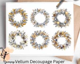 Christmas Wreath 7, One Sheet Rice Paper US Letter Size