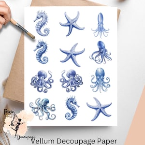 Blue Ink Unterwasserwelt 1 , ein Bogen Decoupage Papier US Letter Size