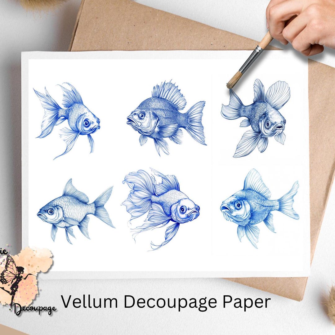 Blue Fish 1 , One Sheet Rice Paper US Letter Size - Etsy