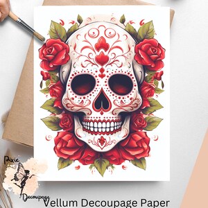 Day Of The Dead Skull 6 , One Sheet Decoupage Paper US Letter Size