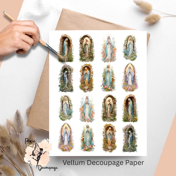Virgin Mary 5, One Sheet Rice Paper US Letter Size