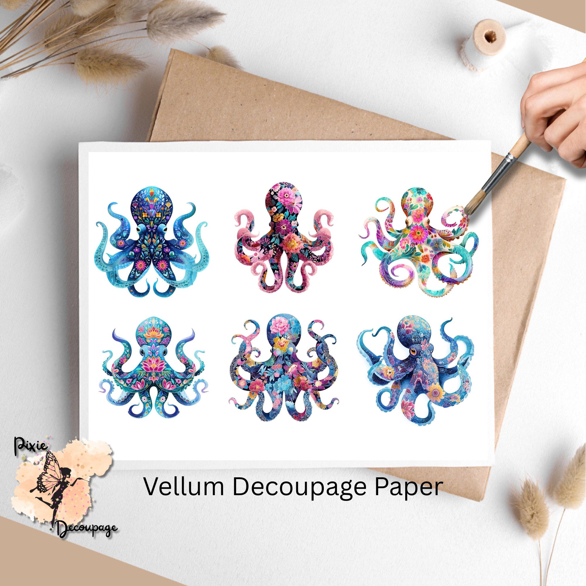 Floral Octopus 1, One Sheet Rice Paper US Letter Size - Etsy