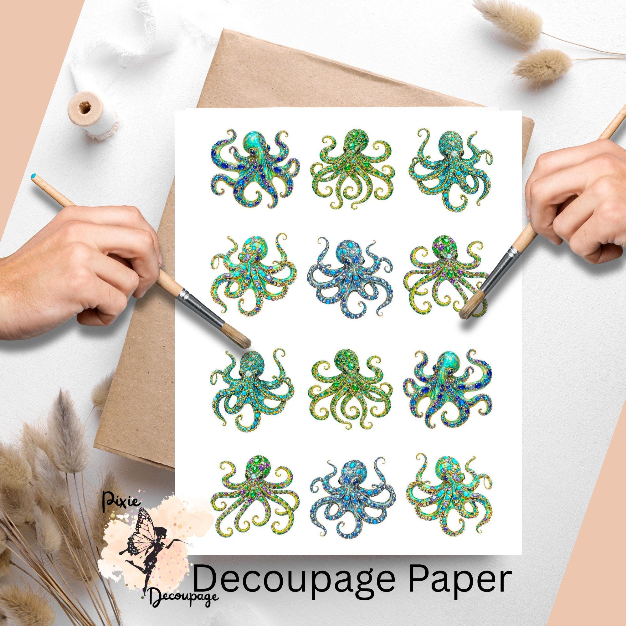 Jeweled Octopus 2, One Sheet Rice Paper US Letter Size - Etsy