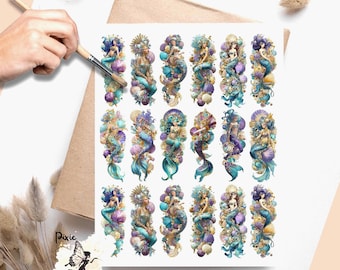 Jeweled Mermaid 5, One Sheet Rice Paper US Letter Size