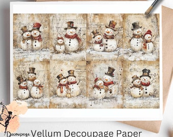 Snowman Family  1 , One Sheet Rice Paper US Letter Size