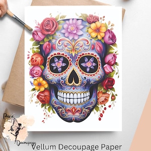 Day Of The Dead Skull 5 , One Sheet Decoupage Paper US Letter Size