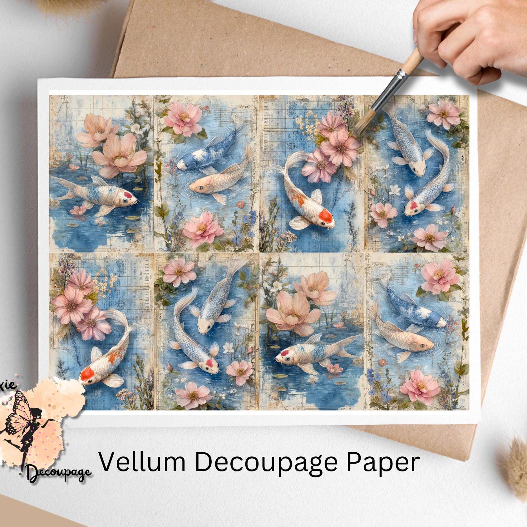 Shabby Chic Koi Fish 1, One Sheet Rice Paper US Letter Size - Etsy