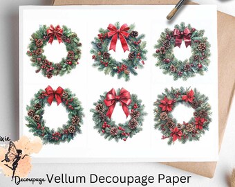 Christmas Wreath 2, One Sheet Rice Paper US Letter Size