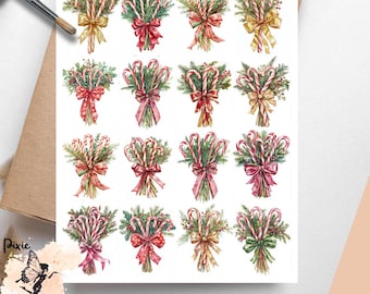 Candy Cane Bouquet 1, One Sheet Rice Paper US Letter Size
