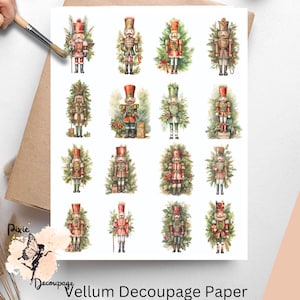 Nutcracker with Christmas Greenery  5  Decoupage Paper US Letter Size, Shipped To You