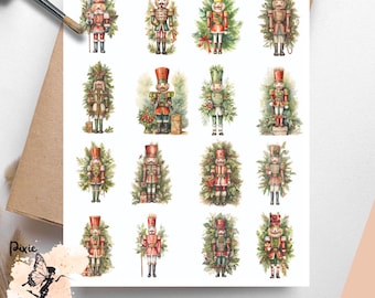 Nutcracker with Christmas Greenery 5, One Sheet Decoupage Paper US Letter Size