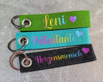 Keychains, felt keychains, pendants, friendship, aunt, best mom, best dad, uncle, Mother's Day, Father's Day, personalized name