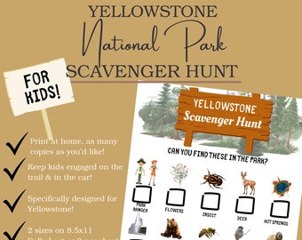 Scavenger Hunt For Kids | National Park Kid Scavenger Hunt |Yellowstone National Park | National Park Kid Activity | Roadtrip Car Activity |
