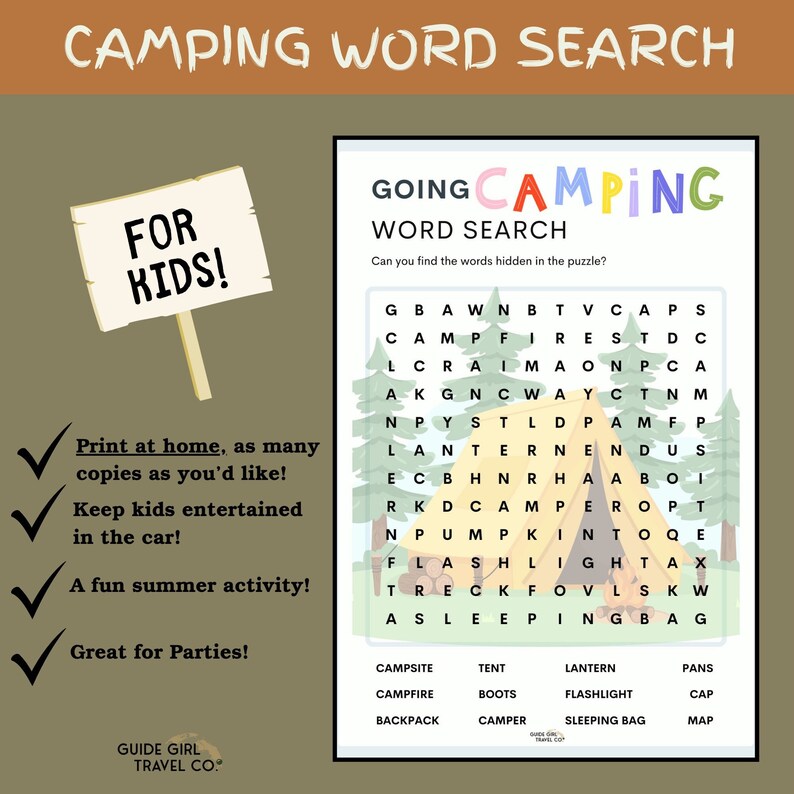 Roadtrip Activity for Kids | Camping Kid Activity | Nature Birthday ...