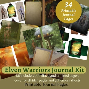 Elven Warrior Journal Making Kit, Kit diario spazzatura, Collage Sheets carta stampabile, Scrapbooking Junk Journal stampabile, Ephemera stazionario