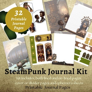 Kit per la creazione di diario SteamPunk, kit diario spazzatura, fogli di collage, carta digitale, scrapbooking, diario spazzatura stampabile, pacchetto Ephemera