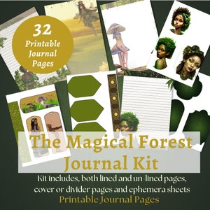 Kit per creare diario della foresta magica, kit diario spazzatura, fogli di collage, carta digitale, scrapbooking, diario spazzatura stampabile, pacchetto Ephemera