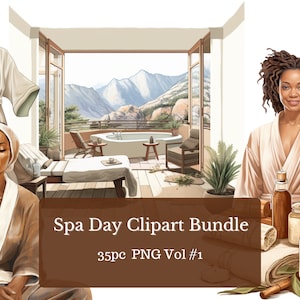 Pacote Spa Day PNGs||Autocuidado l Mulher Negra| Baixar| Garota dos Spas | Planejador menina PNG transparente | Download digital para uso comercial