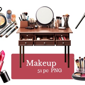 Make Up Clipart | Beauty Accessoires l Kosmetiksalon| Herunterladen| Make-up Mädchen | Planer Girl Transparente PNGs| Digitaler Download kommerzielle Nutzung