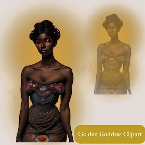 Black Goddess Clipart, Black Girl, African American Woman, Queen, Goddess, Princess, Digital Clipart PNG