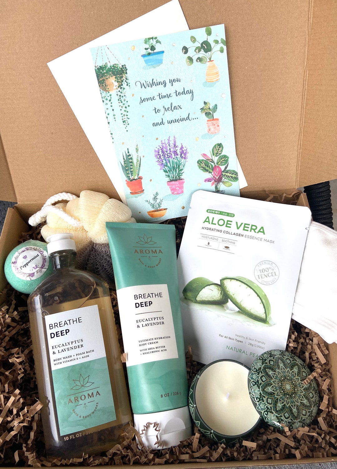 Relaxation Spa Gift Basket, Happy Birthday Basket for Her, Bath and