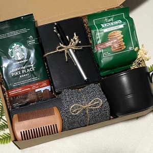 Gift box for guys, Men’s coffee gift basket, Men’s gift box, Men’s Spa Gift, Self care package, Thank you