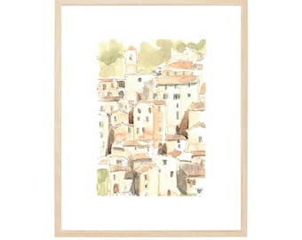 Sorano Italy / original watercolor sketch painting/ home decoration/ gift /wall art