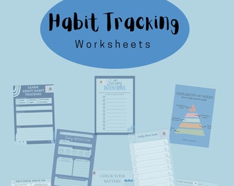 Instant Digital Download Habit Trackers Worksheets