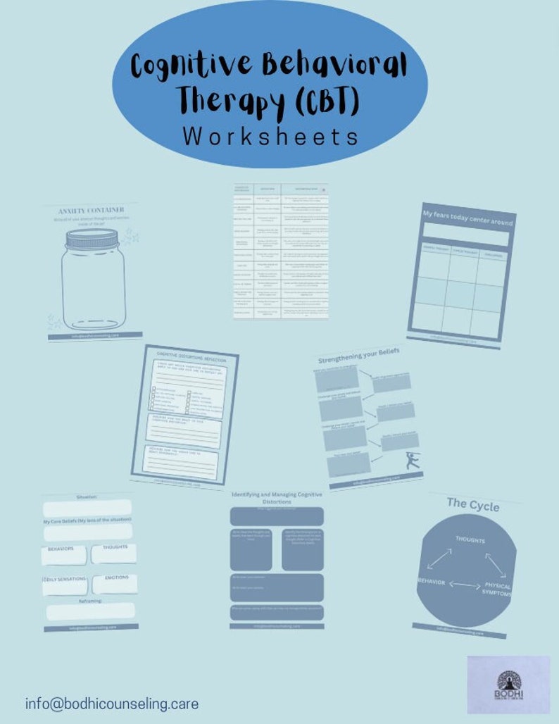 Instant Digital Download Cognitive Behavioral Therapy Worksheets image 1