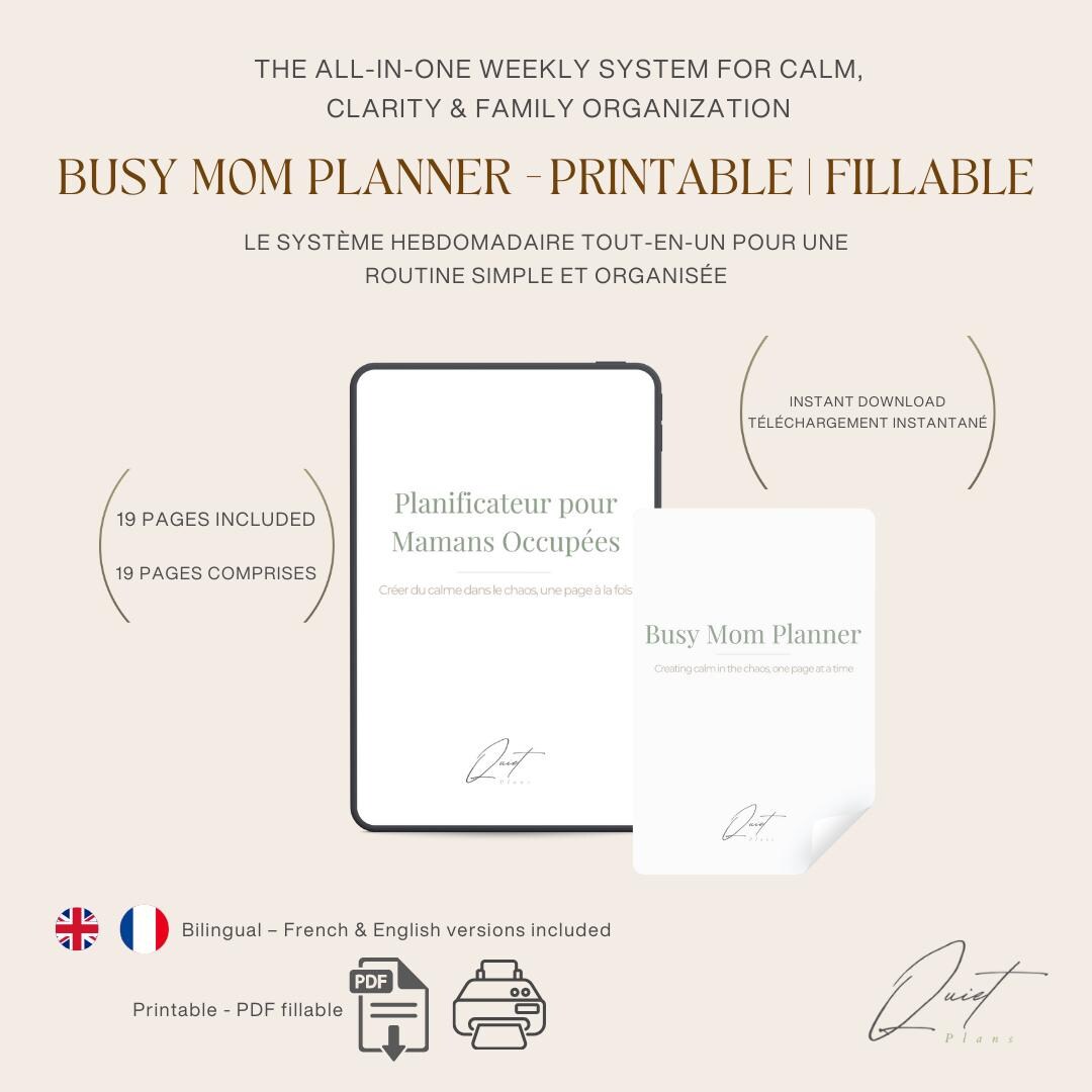 Busy Mom Planner Printable & Fillable | Family Organizer | Weekly Daily ...
