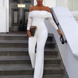 Stylish one shoulder long sleeve jumpsuit sale