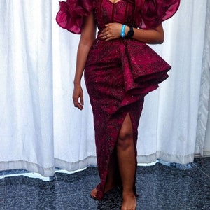Aso Ebi Style Mint Lace Prom Dresses Long Mermaid African Nigerian