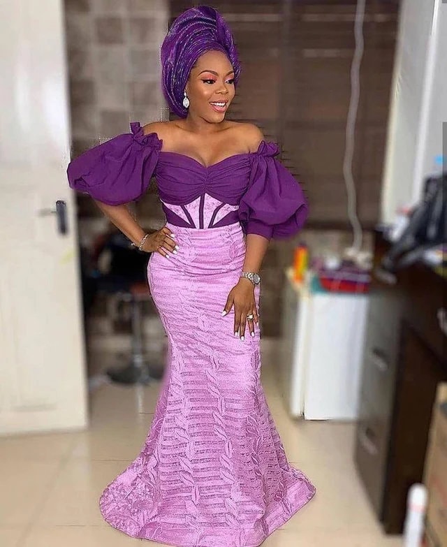 Purple lace gown hotsell
