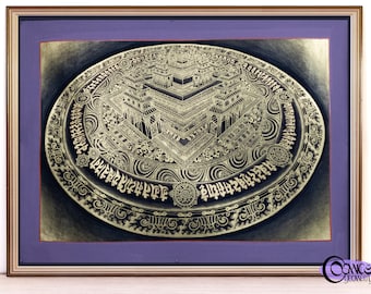 Thangka mandala Kalachakra en or fait main | Art bouddhiste tibétain