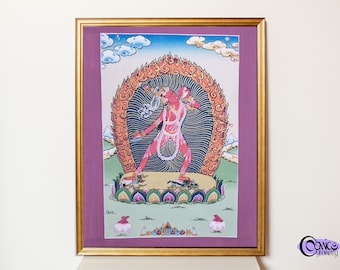 Thangka Vajrayogini peinte à la main | Art bouddhique tibétain, doré